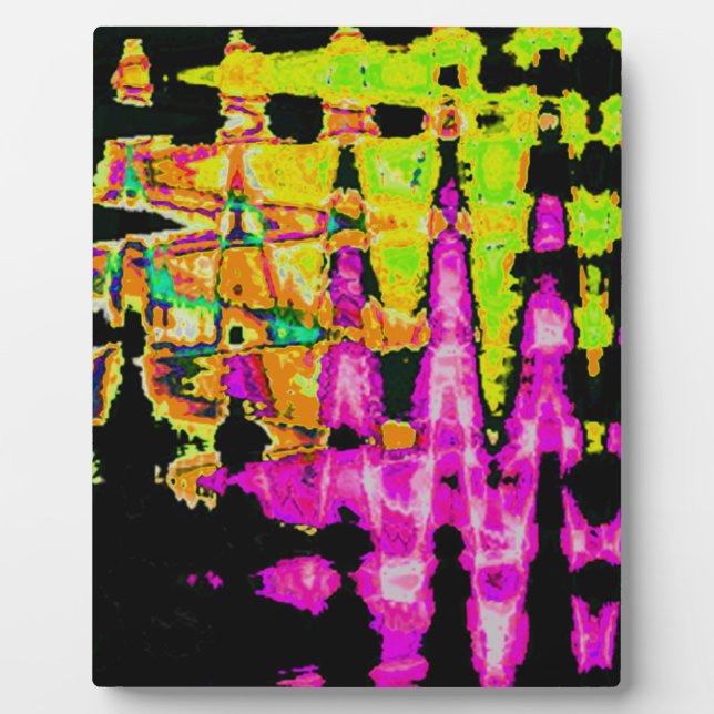 Unique Watercolor Artwork: Purple, Black, and Lime Plaque (Front)