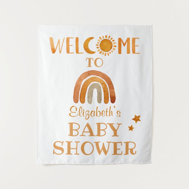 Unique Watercolor Boho Welcome sign  Tapestry (Front)