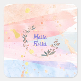 Unique Watercolor Modern Business Card Square Sticker