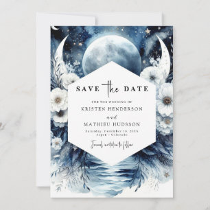 Unique Watercolor Moonlit Wedding Save The Date