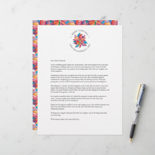 Unique Watercolor Poinsettia Christmas Letter Letterhead