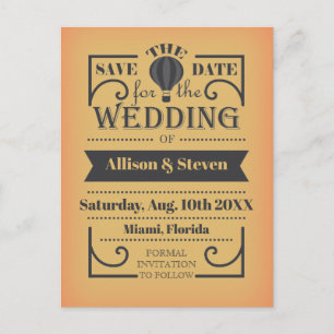 Unique wedding card design with hot air balloon