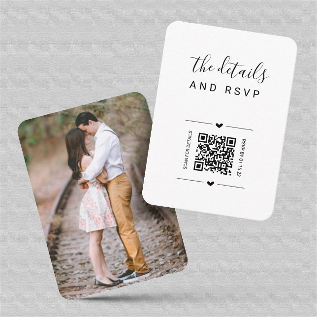 Unique Wedding QR Code RSVP & Details Card Insert (Creator Uploaded)