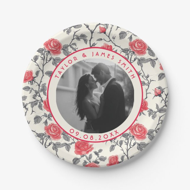 Unique Wedding Rose Plates For Couple (Front)