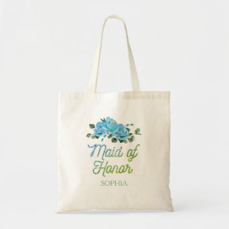 Unique Wedding Rustic Blue Roses Maid of Honour Tote Bag