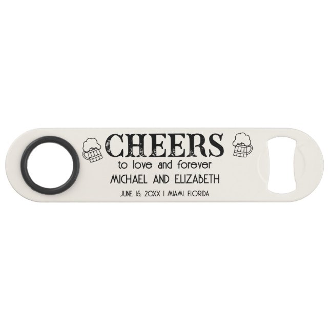 Unique Wedding Save Date Cheers Beers Bar Key (Front (Horizontal))