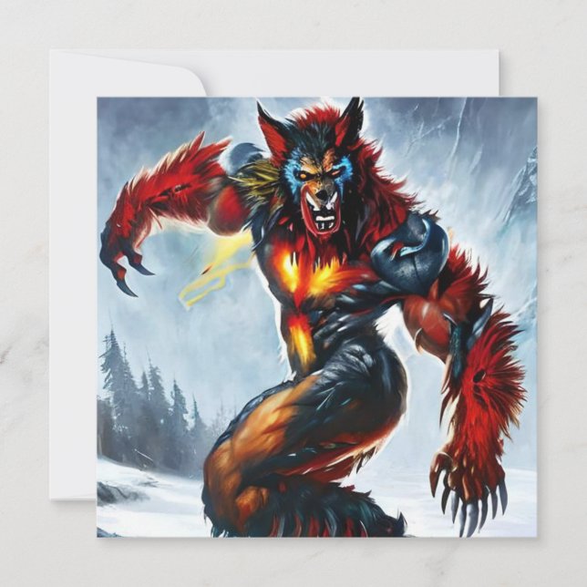 Unique Werewolf Halloween Card (Front)