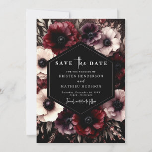 Unique Whimsical Burgundy Wedding Save The Date