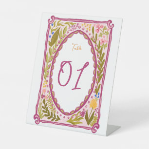Unique Whimsical Floral Bow Doodle Hand Drawn Pedestal Sign