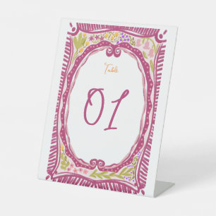Unique Whimsical Floral Bow Doodle Hand Drawn Pedestal Sign