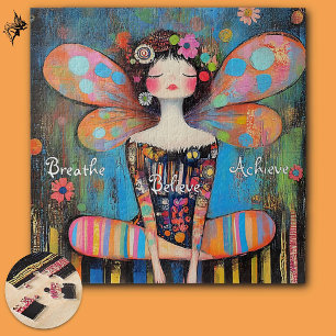 Unique Whimsical Inspirational Fairy Doing Yoga  Jigsaw Puzzle