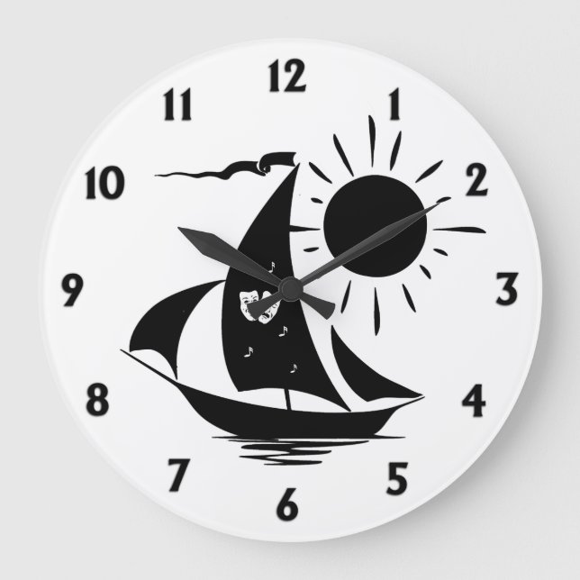 Unique Whimsical Theatre Sailing Design Large Clock (Front)