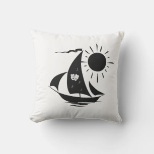 Unique Whimsical Theatre Sailing Design Outdoor Pillow