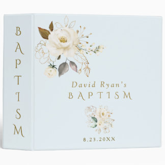 Unique White Gold Floral Baptism Photo Album Binder