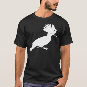 Unique White Hoopoe Bird Silhouette Graphic T-Shirt