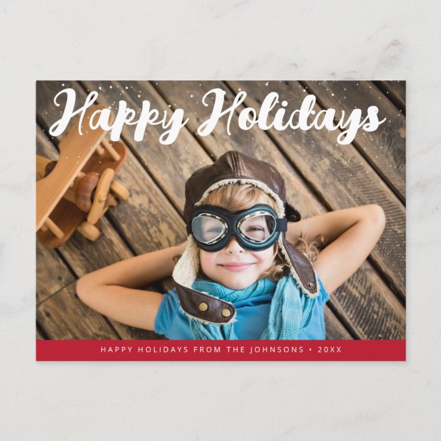 unique white lettering photo christmas  postcard (Front)