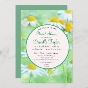 Unique White, Yellow Daisies Floral Bridal Shower Invitation
