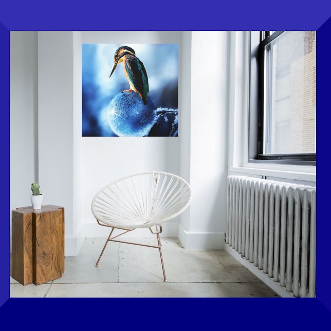 Unique Winter Kingfisher On Frozen Bubble Canvas Print (Creator Uploaded)