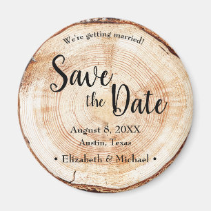 Unique Wood Grain Rustic Wedding Save the date Magnet