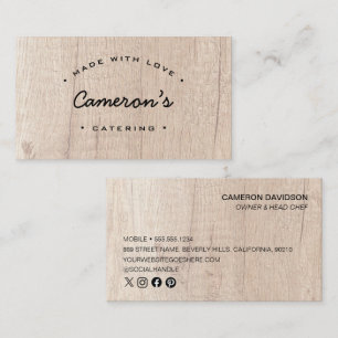Unique Wood Style Customizable Catering Business  Business Card