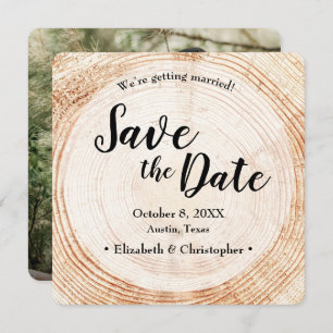 Unique Wood Tree Bark Custom Photo Wedding  Invitation