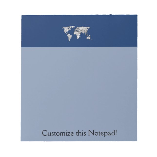 Unique World Map Art Doodle Notepad (Front)