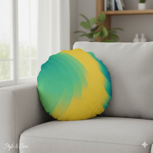 Unique Yellow Abstract Design Round Pillow