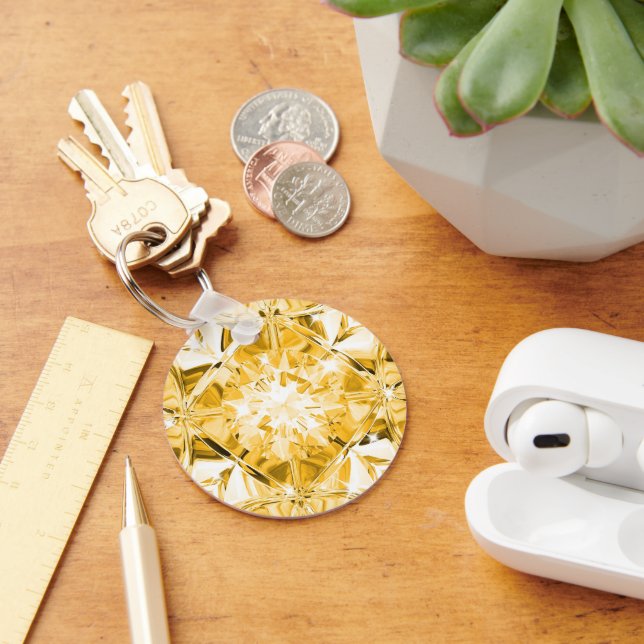 Unique Yellow Diamond Custom Name Modern Keychain (Desk)