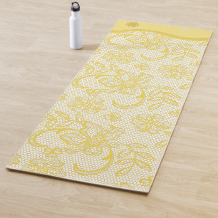 Unique Yellow Lace Yoga Mat with OM and Mandala