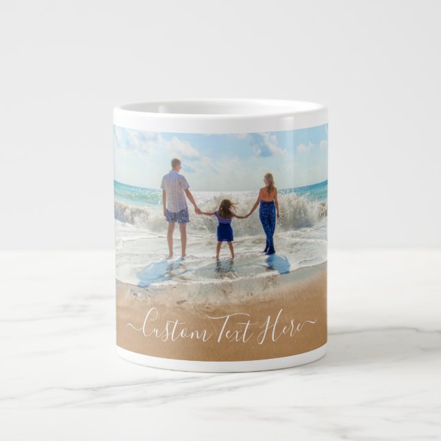 Unique Your Own Design - Custom Photo and Text Large Coffee Mug (Front)