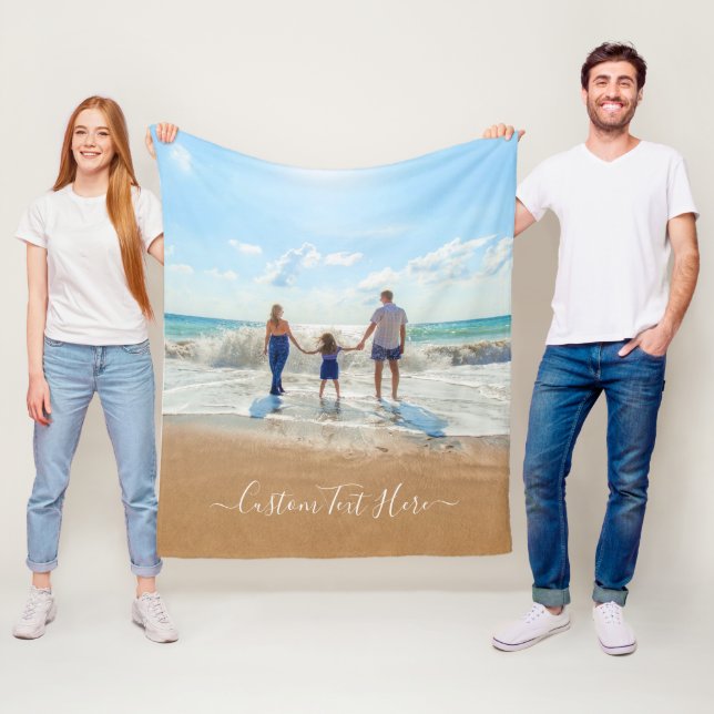 Unique Your Own Design Custom Photo Text - Familly Fleece Blanket (In Situ)