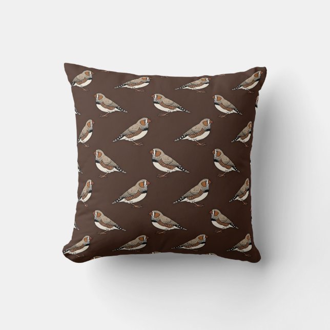 Unique Zebra Finch Boho Pillow (Front)