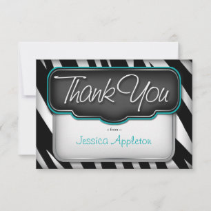 Unique Zebra Print "Thank you" Flat Card