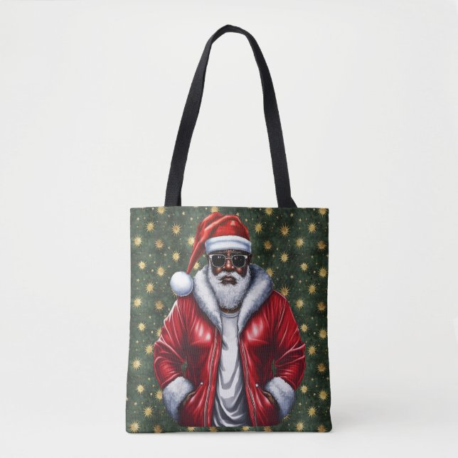 Uniquely Black Santa Large Shoulder Tote Bag (Front)