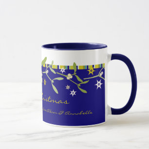 Uniquely designed blue christmas thank you mug