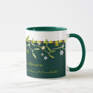 Uniquely designed green christmas thank you mug