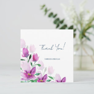 Uniqueness Of Violet Watercolor Art Flowers Thank You Card