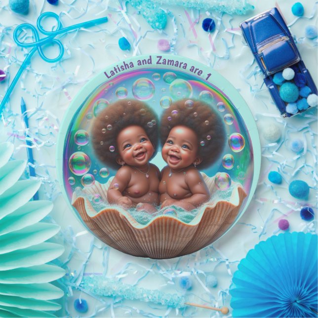 Unisex African Twin Baby  Paper Plate (Party)