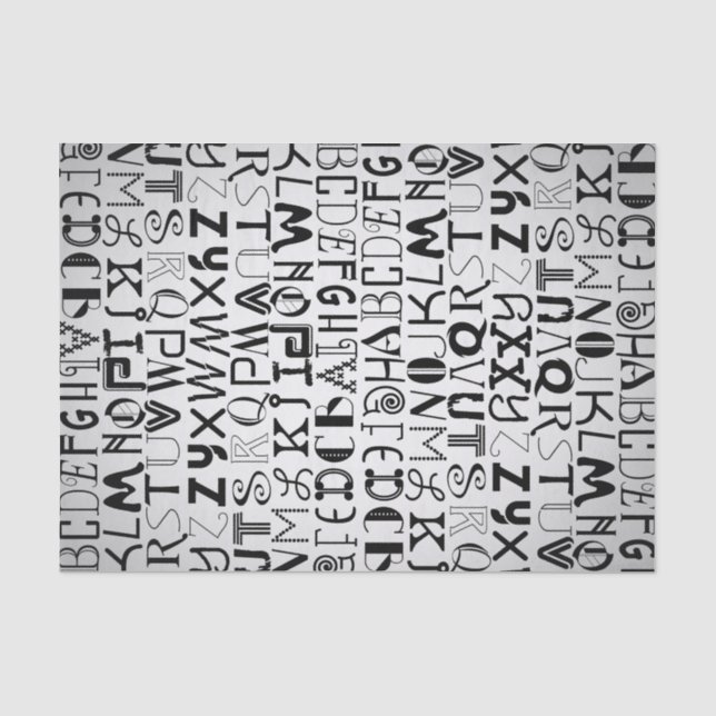 Unisex Alphabet Typography Tissue Paper (Front)