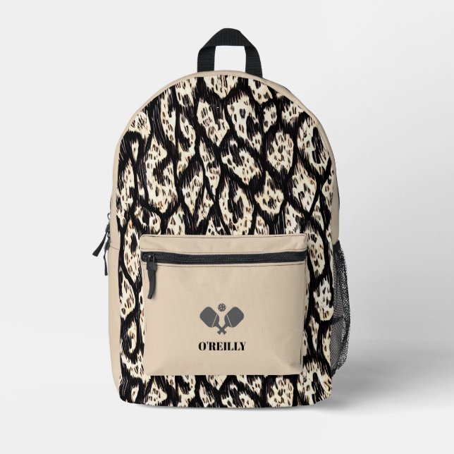 Unisex Animal Print Modern Monogram Pickleball Printed Backpack (Front)