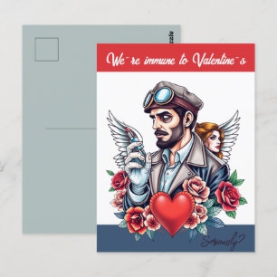Unisex Anti-Valentine Tattoo art custom text Postcard