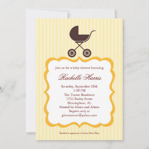 Unisex Baby Shower Invitation with Stroller