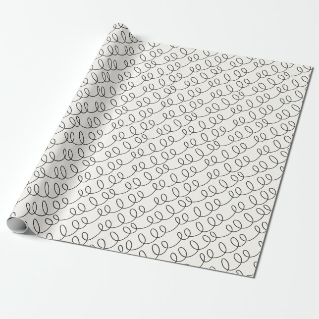 Unisex Black & White Scribble Pattern Gift Wrap (Unrolled)
