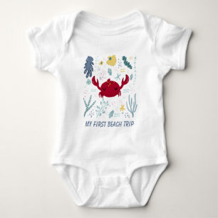 unisex first beach trip Baby Bodysuit