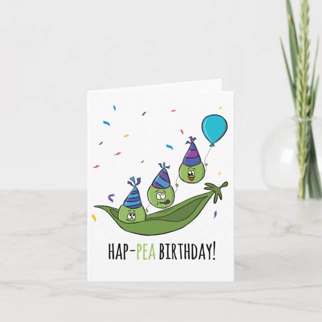 Unisex Funny Humor Peas In Pod Pun Birthday Card (Front)