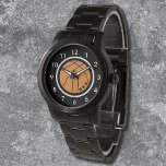 Unisex Monogram Basketball Watch Black Bracelet<br><div class="desc">Personalize this modern sporty watch with a simple slightly grunged basketball graphic in the centre and black and white accents. Just edit the letters in the easy Zazzle editor. Many other bezel and band style options available to select from to customize further to make it a gift for any man,...</div>