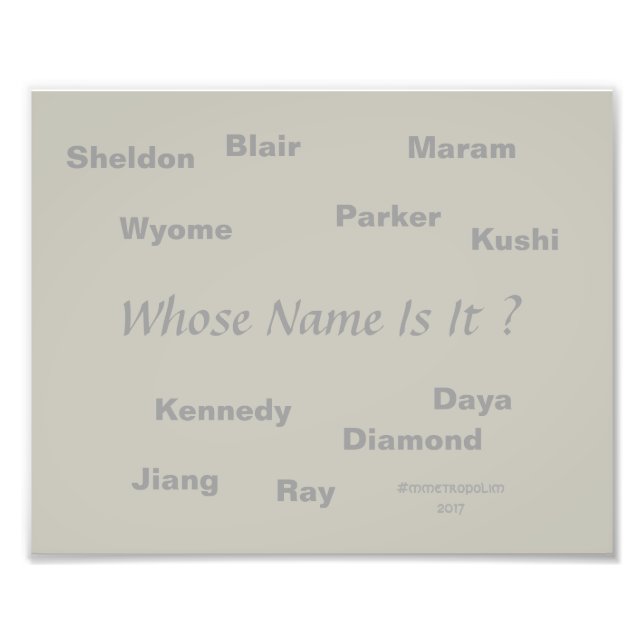 Unisex Names on Picture, by MMetropolim Photo Print (Front)