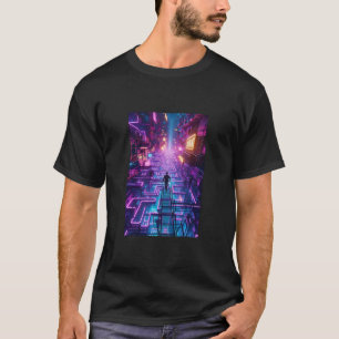 Unisex Neon Purple Urban Maze - Dystopian City T-Shirt