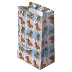 Unisex Pink and Blue Baby Teddy Bears Small Gift Bag