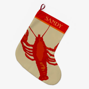 Unisex Red Lobster Crustacean Personalized Large Christmas Stocking